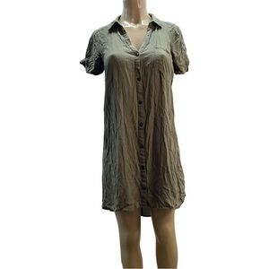 Love21 Size Small Olive Green Botton Down Shirt Dress. Preloved